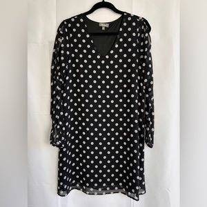 Black and White Polka Dot V Neck Dress